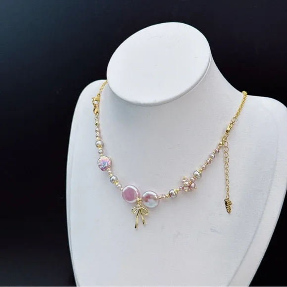 B98 Handmade Freshwater Baroque Pearl Bracelet Necklace 2in1